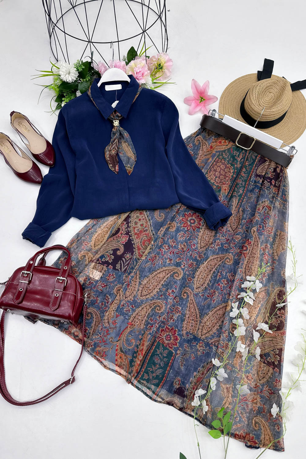 MODA FULARLI GÖMLEK ETEK TAKIM