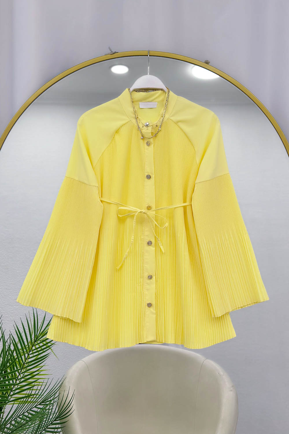 PİLİSE DETAYLI İPLİ GÖMLEK