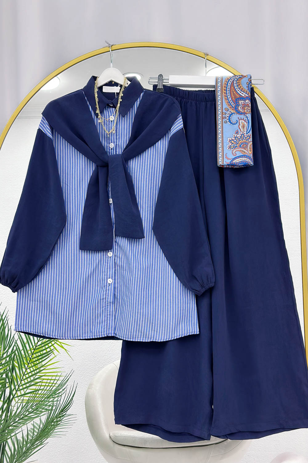 GÖMLEK BAĞLAMA DETAYLI MODAL TAKIM