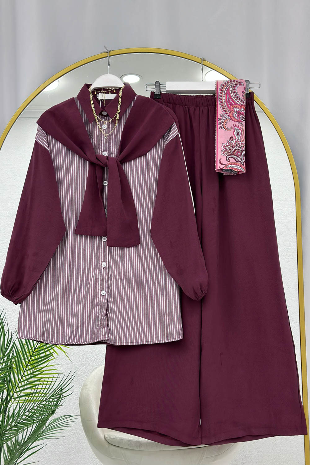 GÖMLEK BAĞLAMA DETAYLI MODAL TAKIM