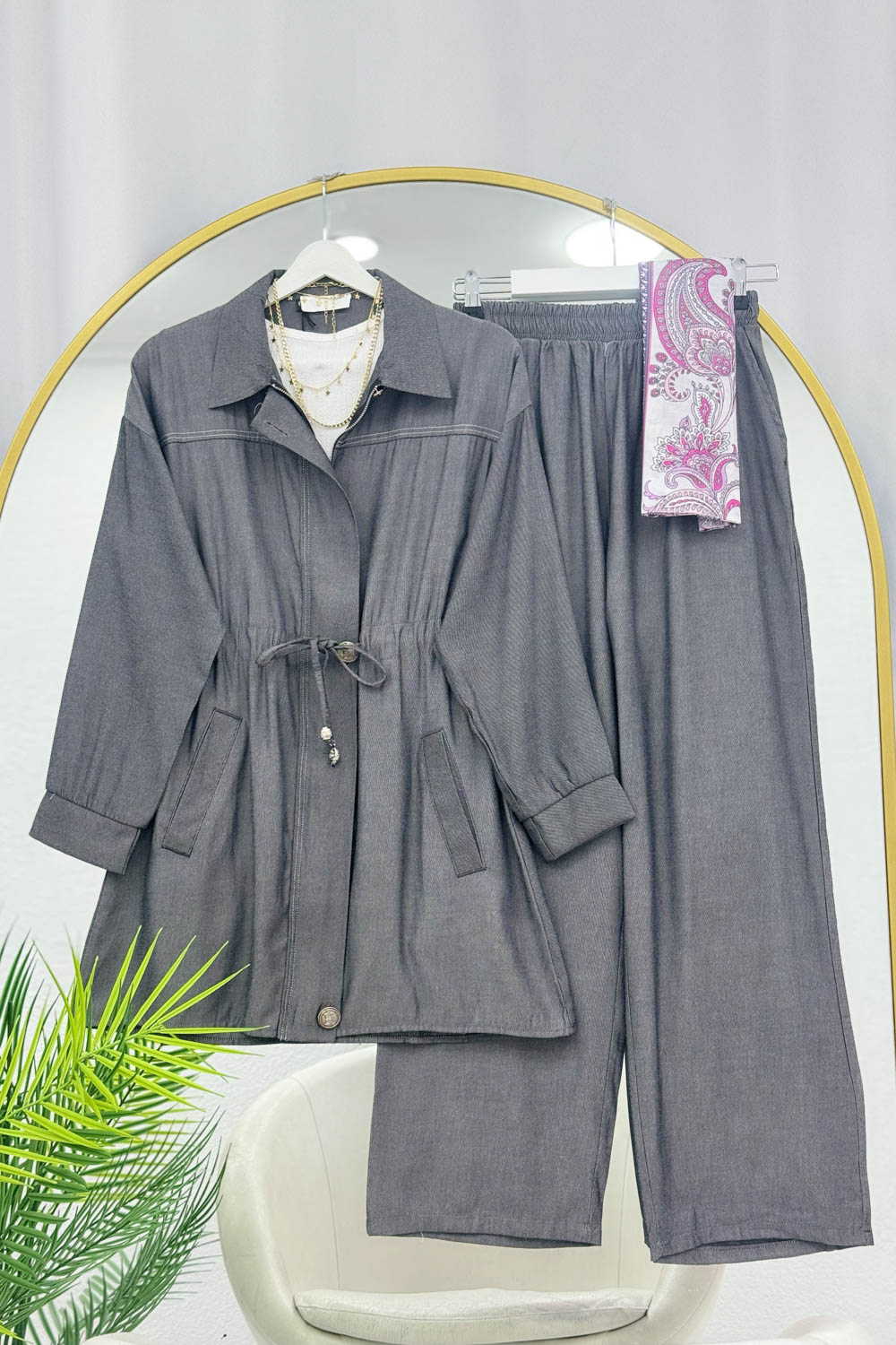 TENSEL KOT KUMAŞ PANTOLONLU TAKIM