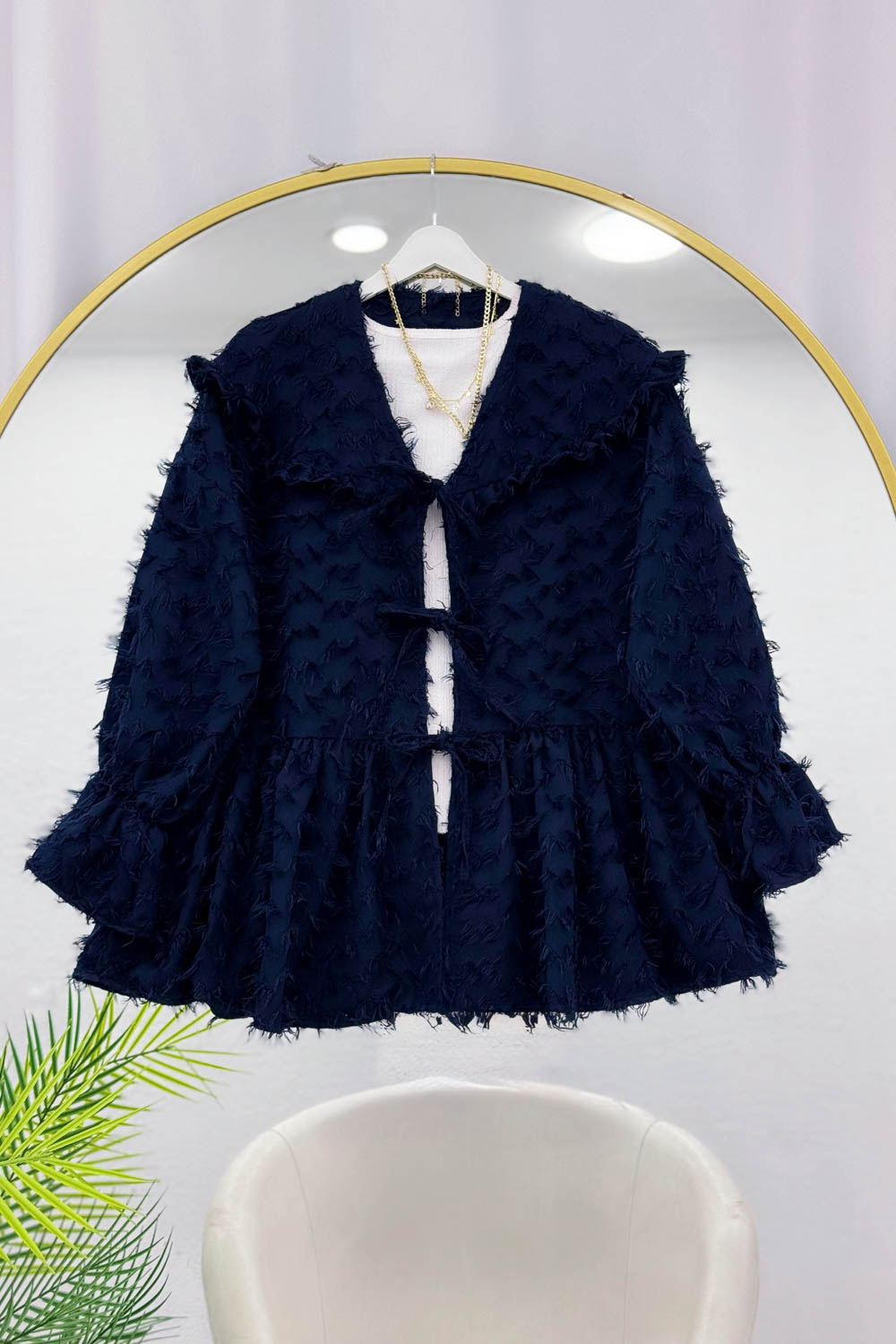 PÜSKÜL DETAYLI ÖNDEN BAĞLAMALI KİMONO