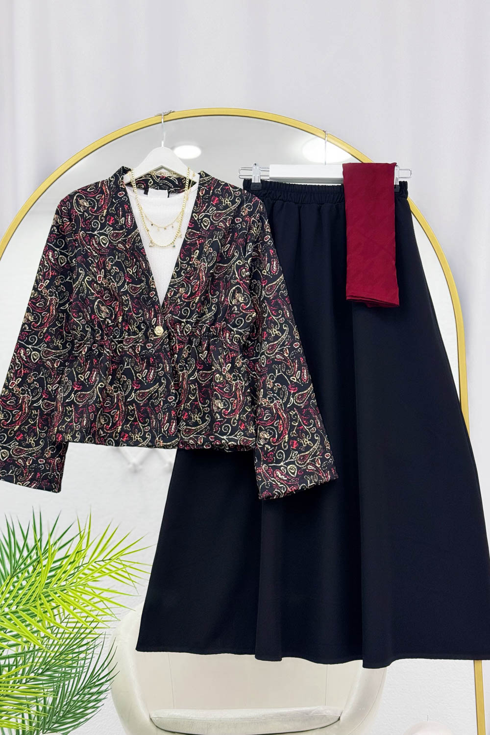 BELDEN BÜZGÜLÜ ETEKLİ KİMONO TAKIM