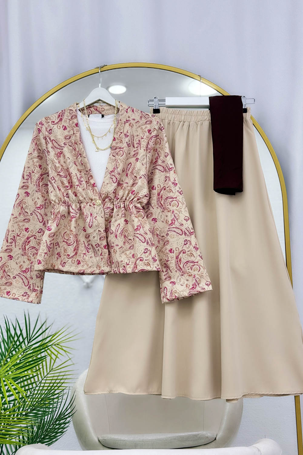 BELDEN BÜZGÜLÜ ETEKLİ KİMONO TAKIM