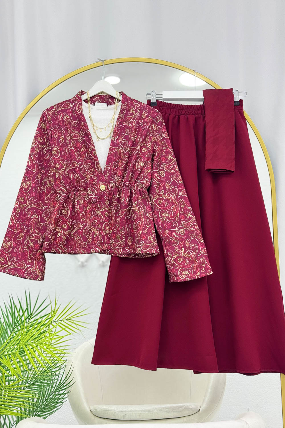 BELDEN BÜZGÜLÜ ETEKLİ KİMONO TAKIM