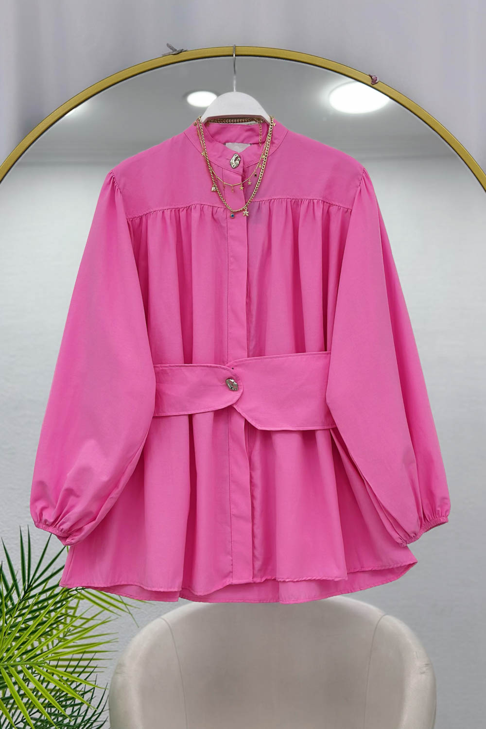 BELİ LASTİK KEMERLİ TUNİK GÖMLEK