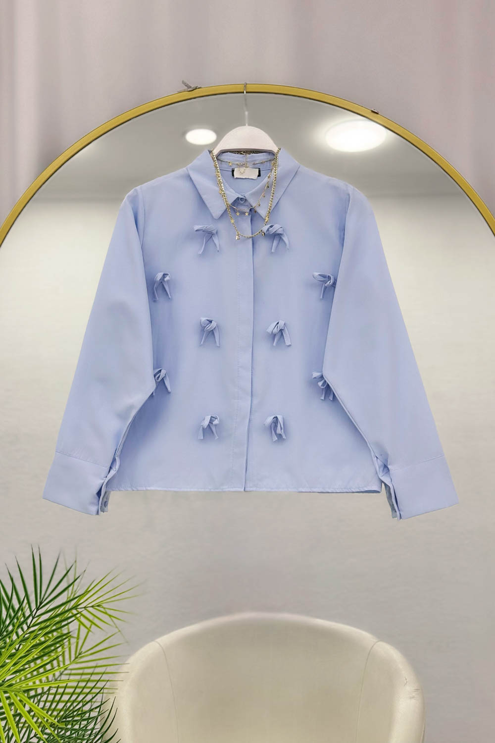 FİYONK DETAYLI KISA KADIN  GÖMLEK