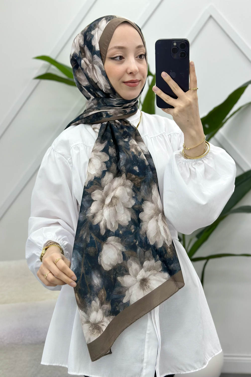 ZAMBAK ÇİÇEKLİ PAMUK ŞAL SERİSİ