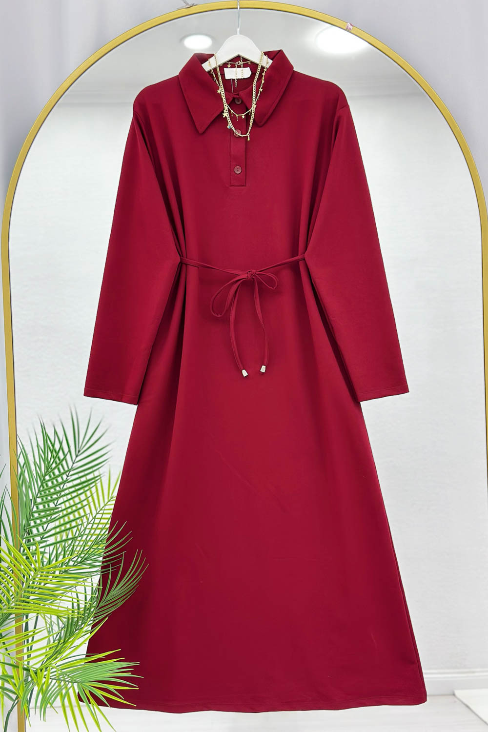 YARIM DÜĞMELİ BOYDAN ELBİSE