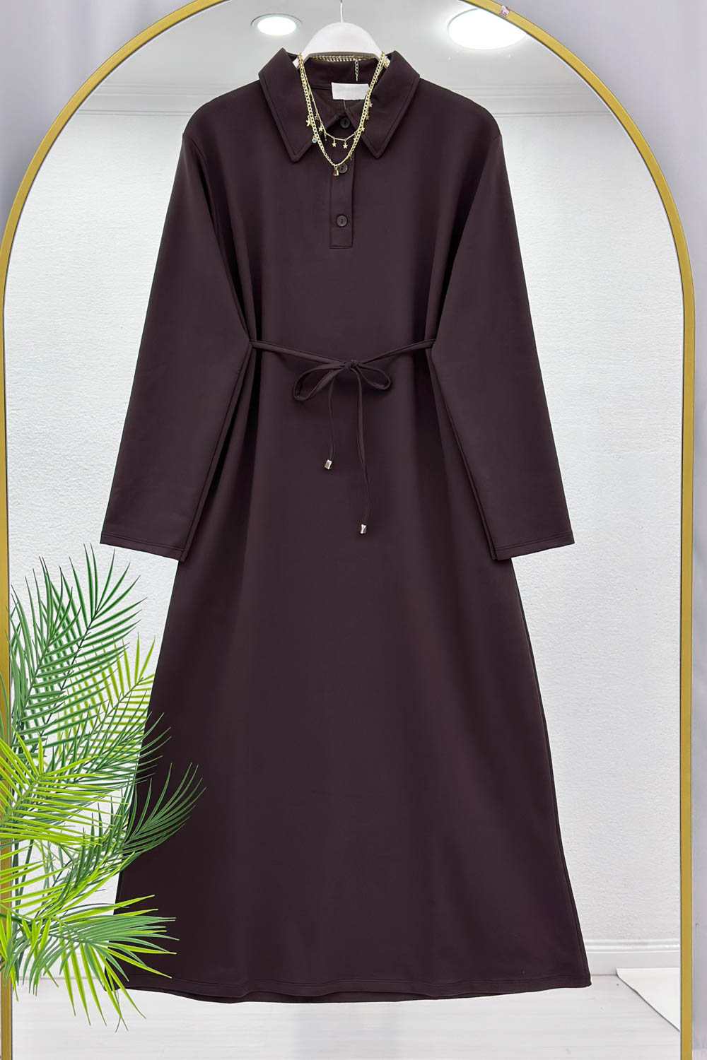 YARIM DÜĞMELİ BOYDAN ELBİSE