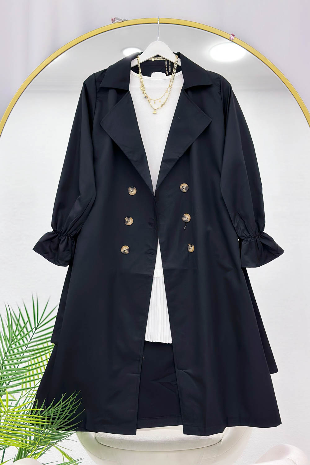 KOLU BÜZGÜLÜ KUŞAKLI TRENÇKOT