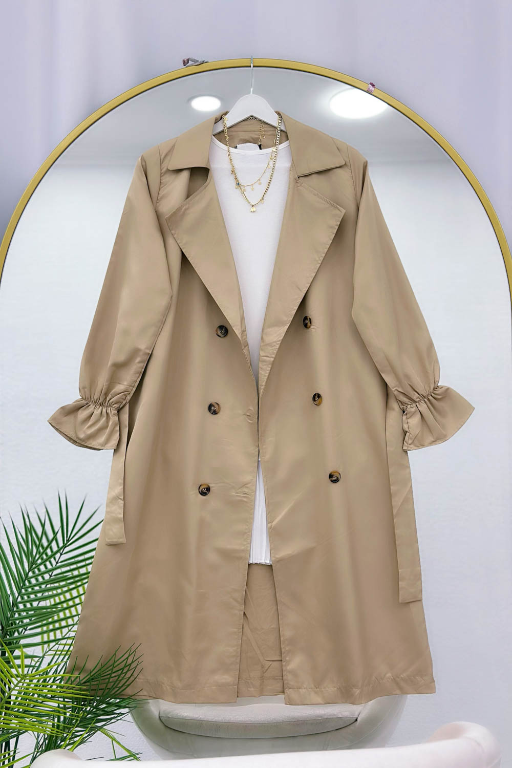 KOLU BÜZGÜLÜ KUŞAKLI TRENÇKOT