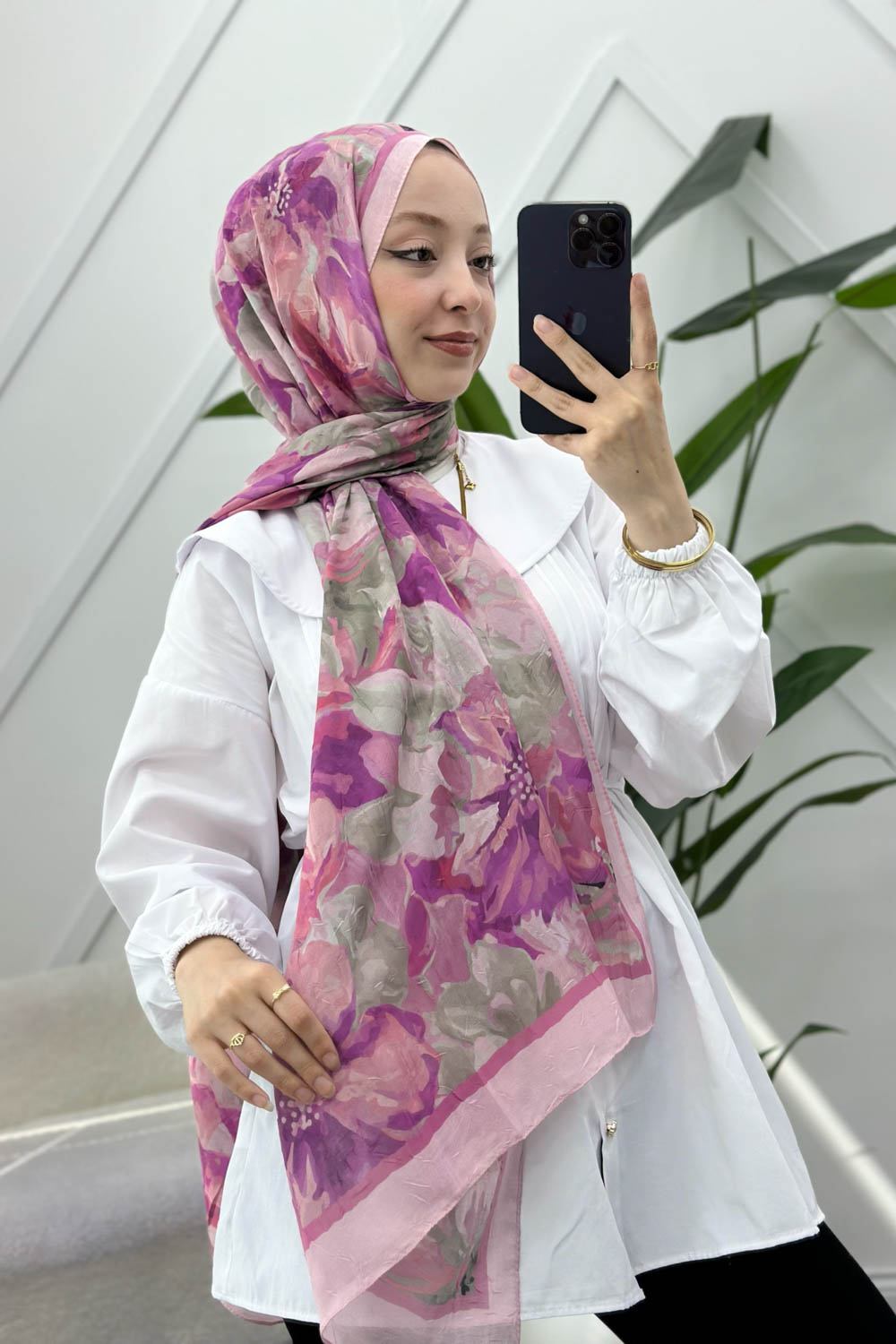 ÇARKIFELEK ÇİÇEĞİ DESENLİ BAMBU KRAŞ ŞAL