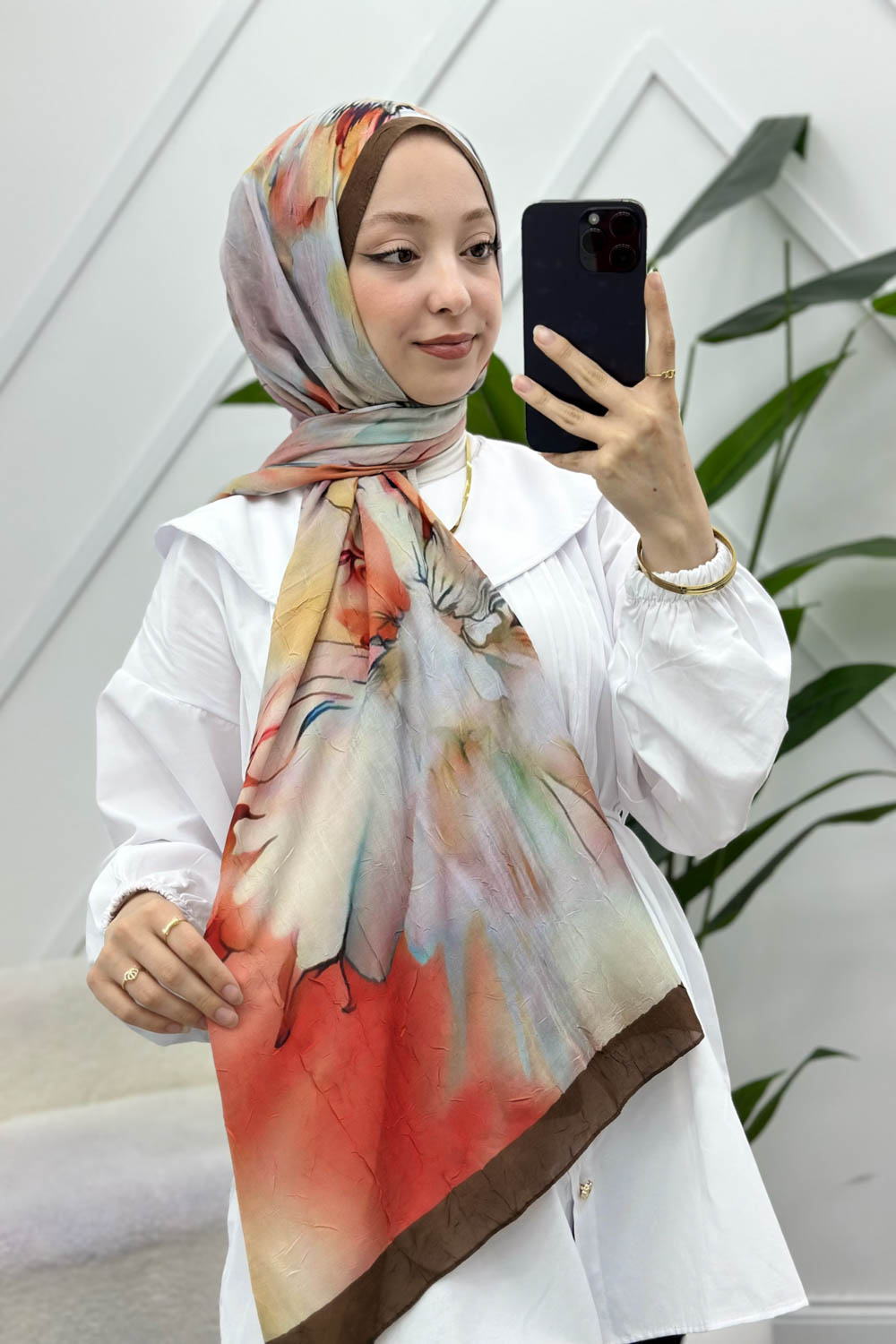 MOON ÇİÇEK DESENLİ BAMBU KRAŞ ŞAL