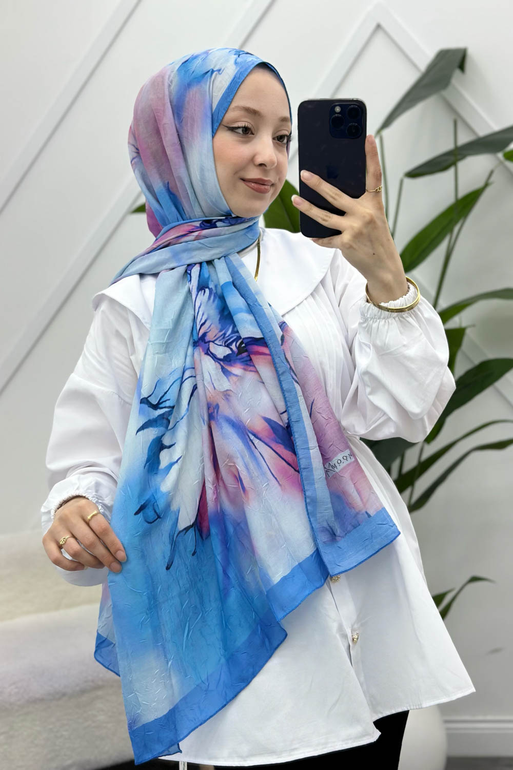 MOON ÇİÇEK DESENLİ BAMBU KRAŞ ŞAL