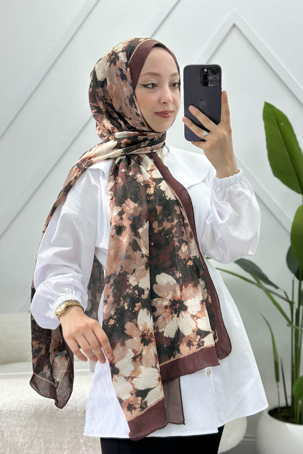KARIŞIK ÇİÇEK DESEN PAMUK SOFT ŞAL
