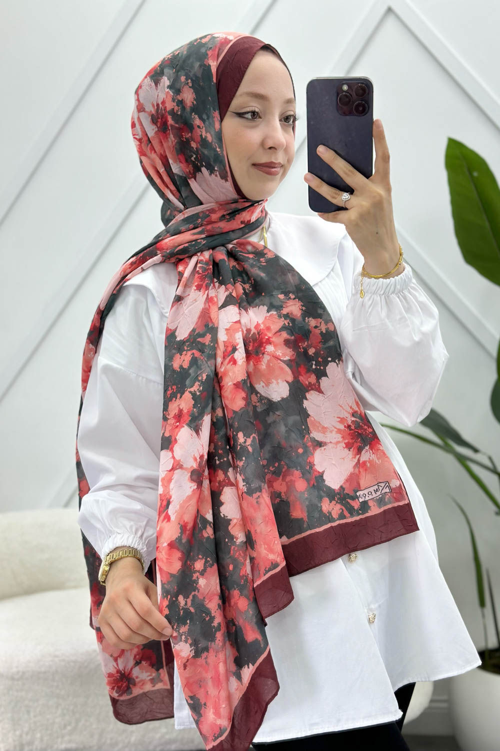 KARIŞIK ÇİÇEK DESEN PAMUK SOFT ŞAL
