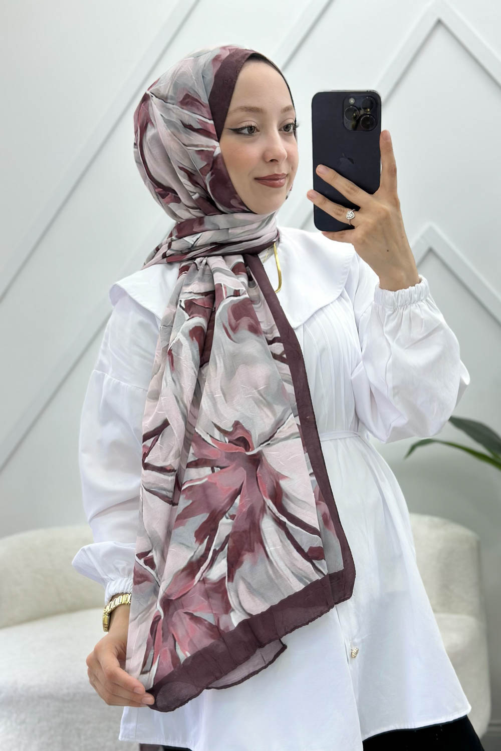 ORKİDE DESEN PAMUK SOFT ŞAL