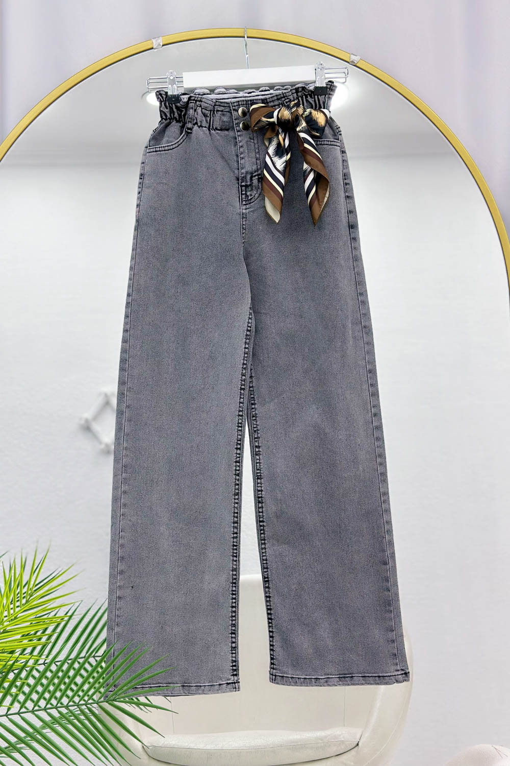 BELİ BÜZGÜLÜ KOT PANTOLON