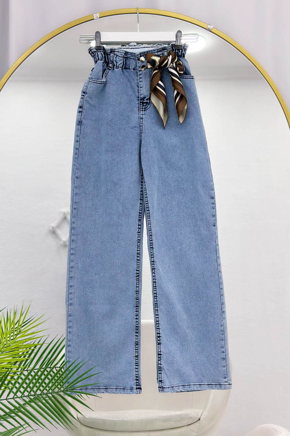 BELİ BÜZGÜLÜ KOT PANTOLON