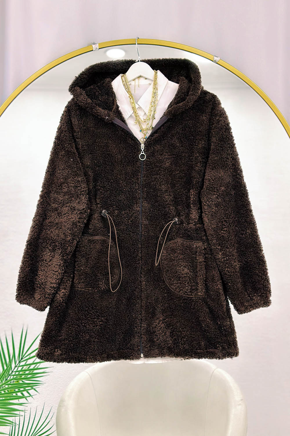 BELİ LASTİKLİ CEPLİ PELUŞ MONT