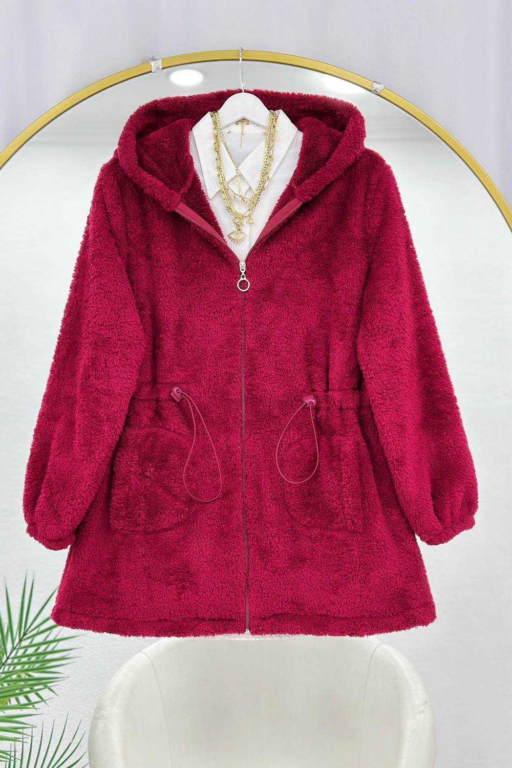 BELİ LASTİKLİ CEPLİ PELUŞ MONT