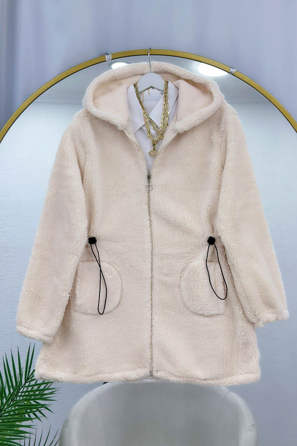 BELİ LASTİKLİ CEPLİ PELUŞ MONT