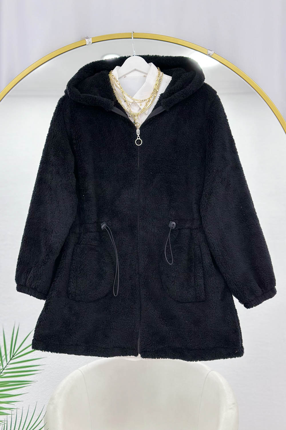 BELİ LASTİKLİ CEPLİ PELUŞ MONT