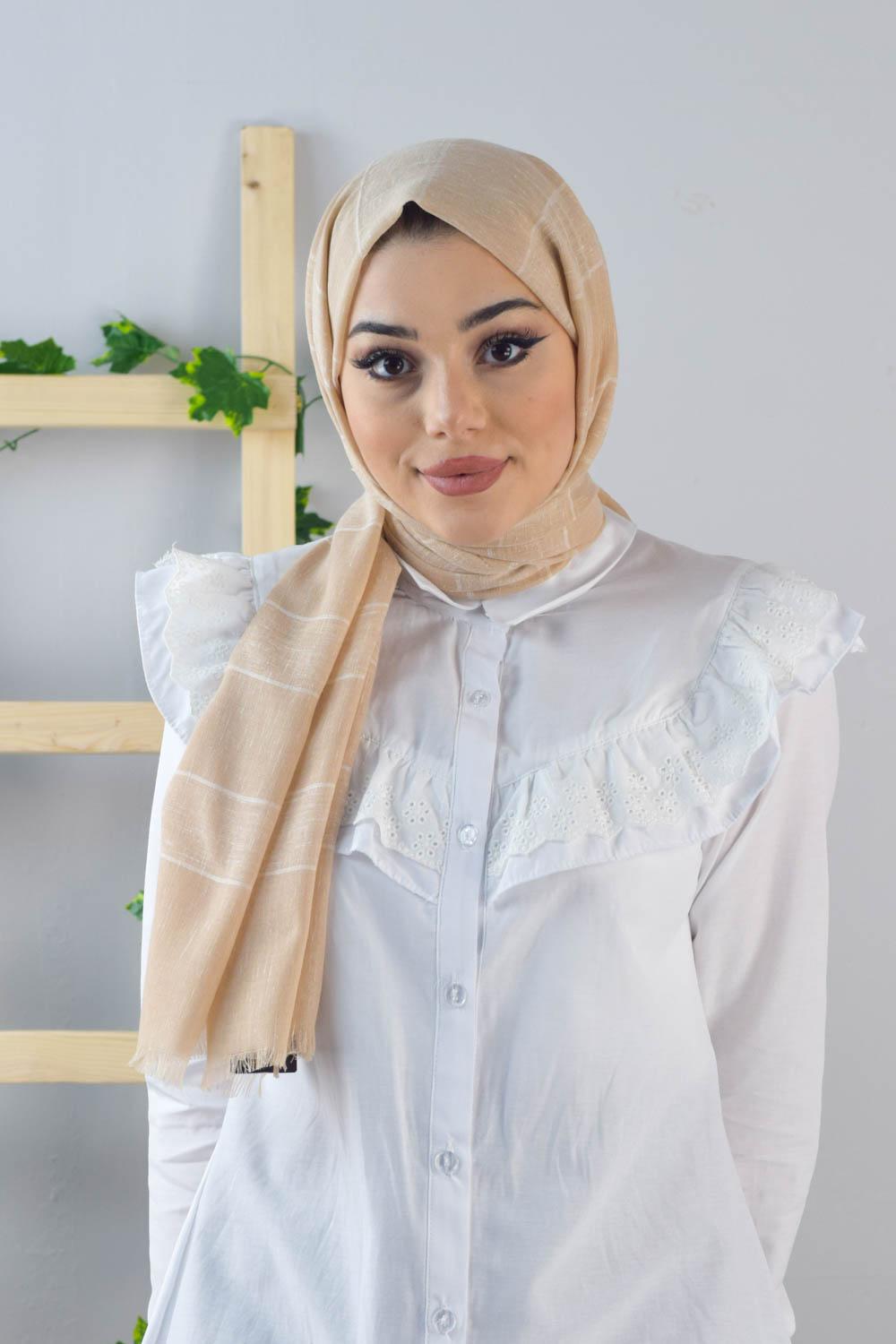 ÇİZGİ DESEN PAMUK ŞAL