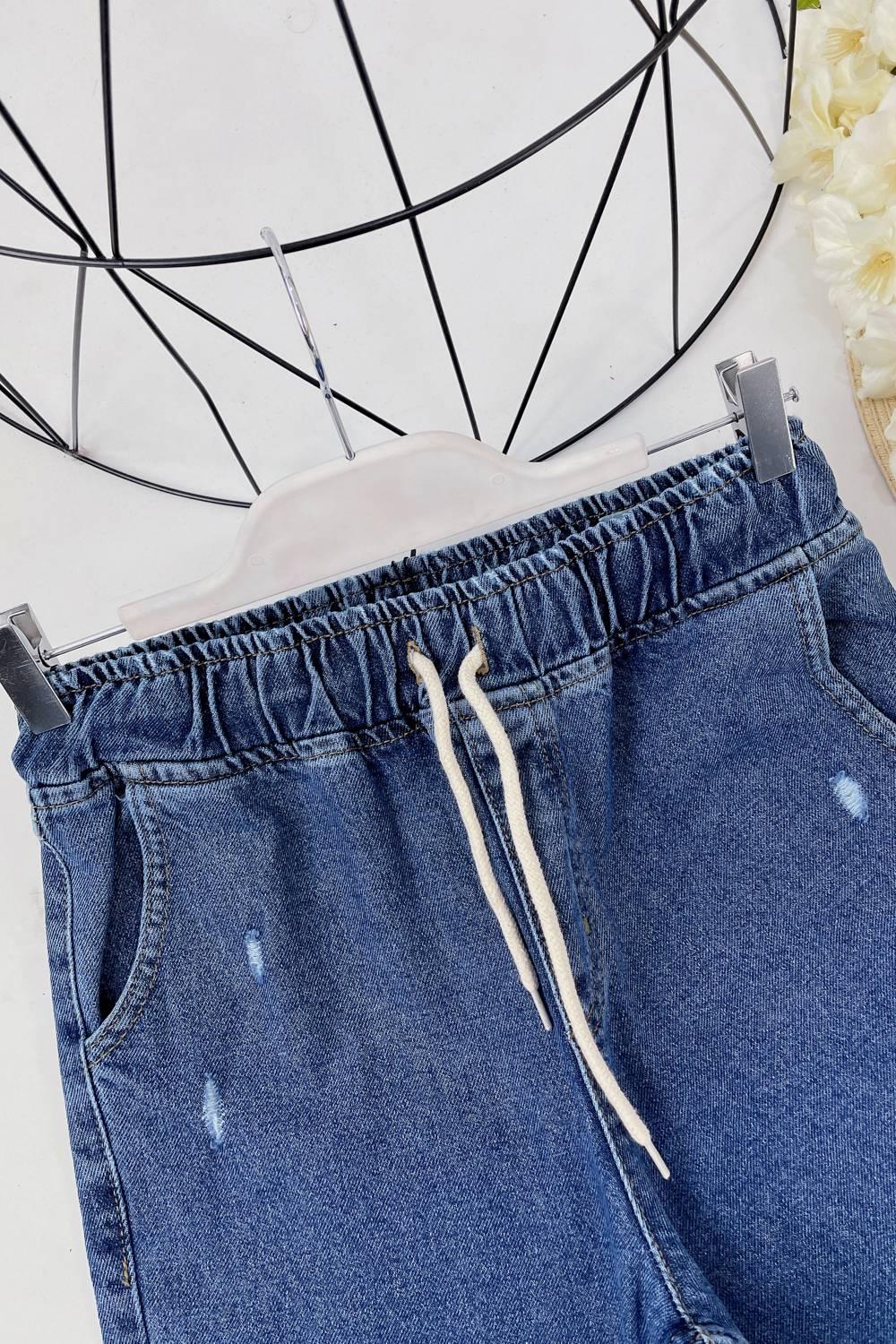 BELİ LASTİK YIRTIK JEAN