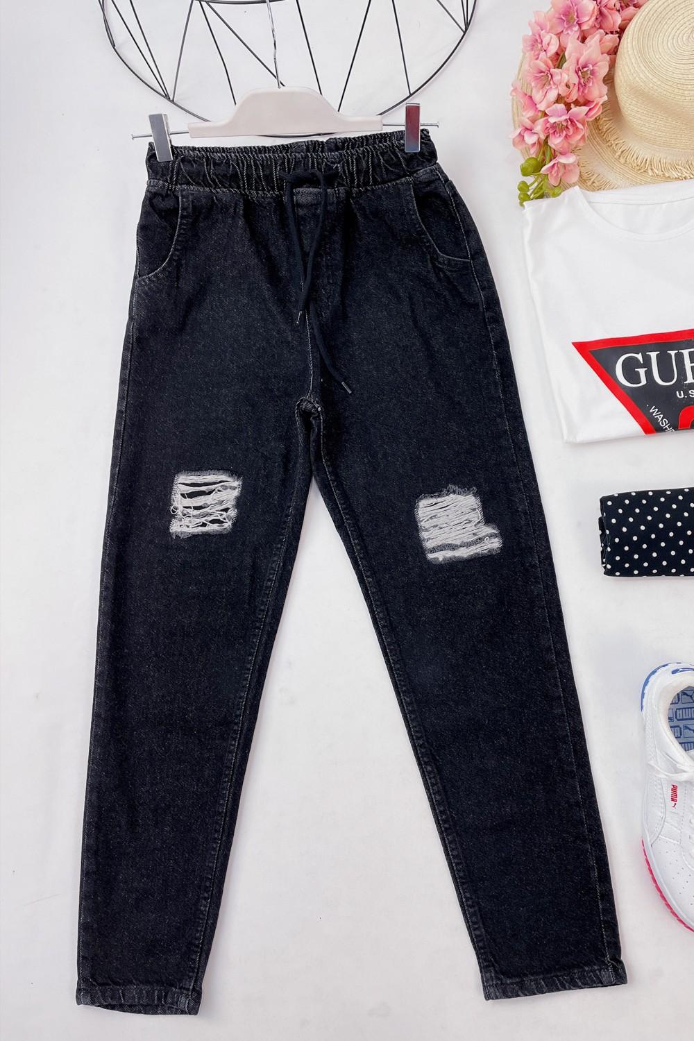 BELİ LASTİK YIRTIK JEAN