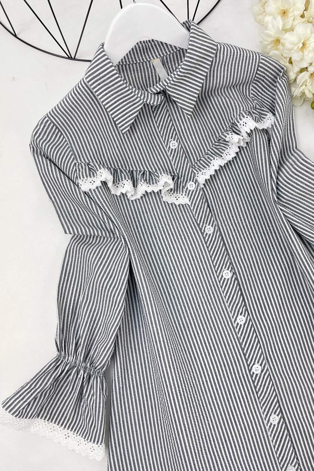 KOL UCU VE ÖNÜ GÜPÜRLÜ COTON GÖMLEK