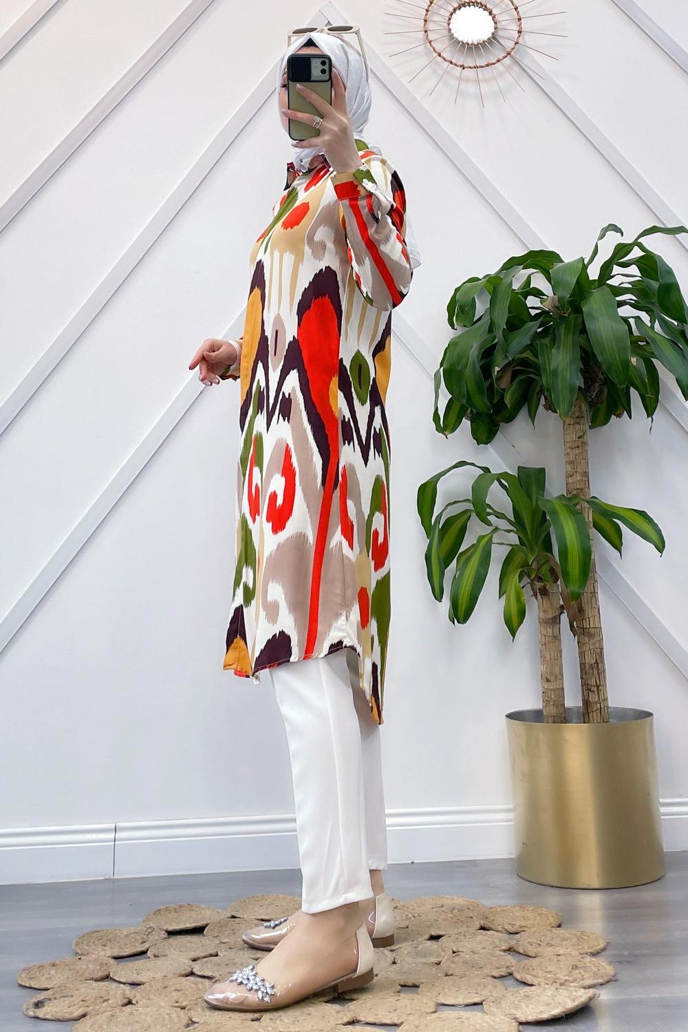 BATİK DESEN VİSKON GÖMLEK