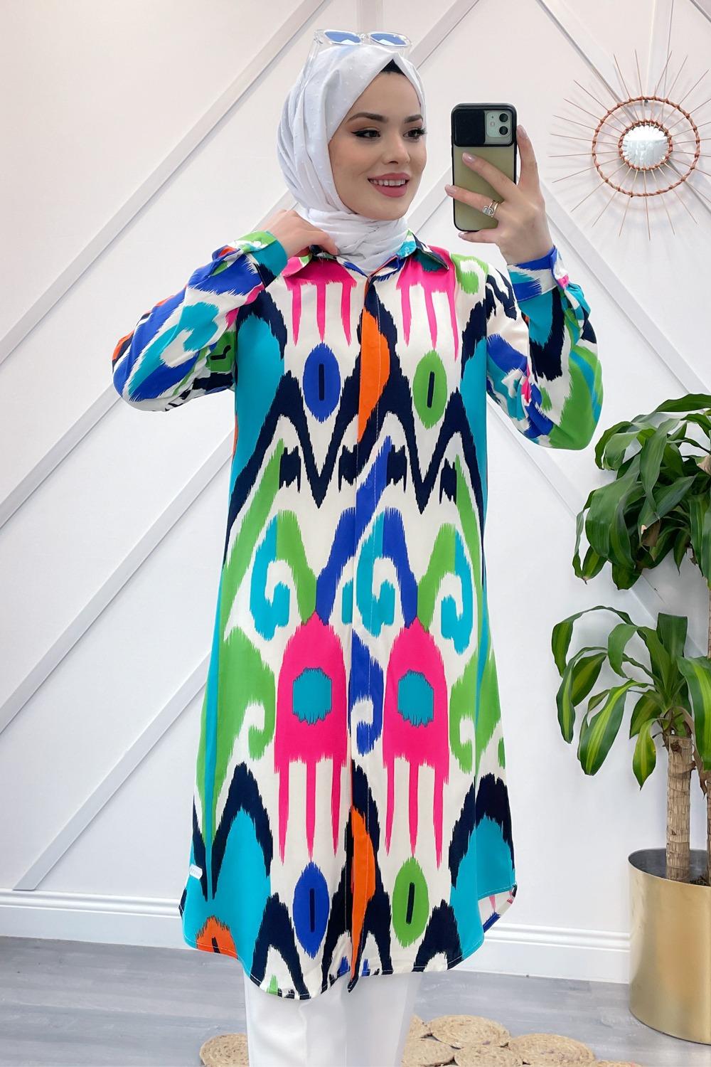 BATİK DESEN VİSKON GÖMLEK