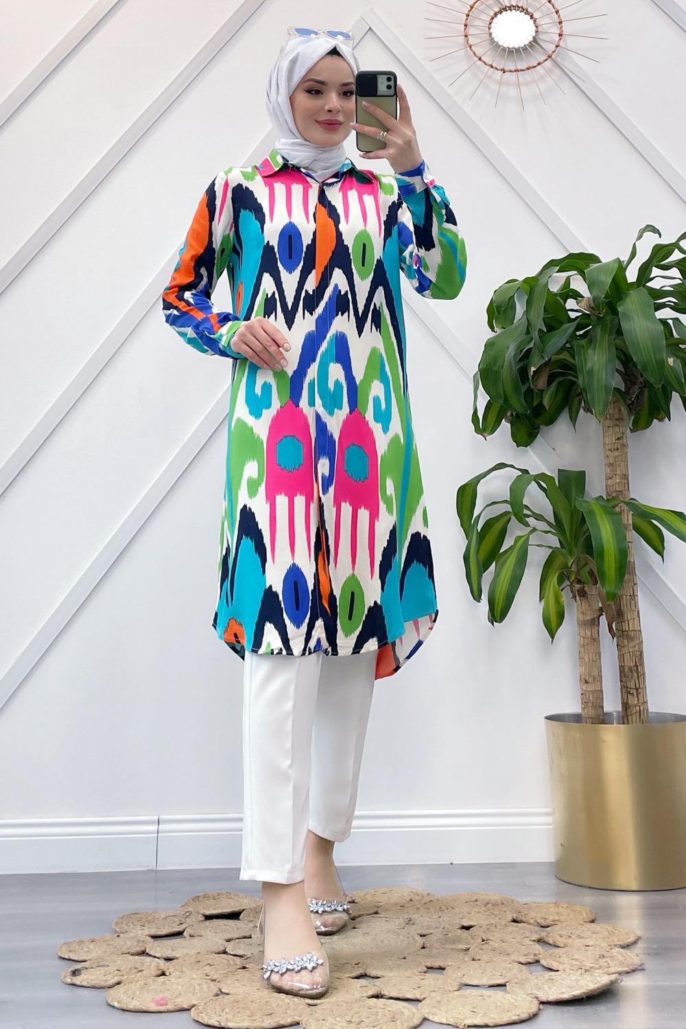 BATİK DESEN VİSKON GÖMLEK