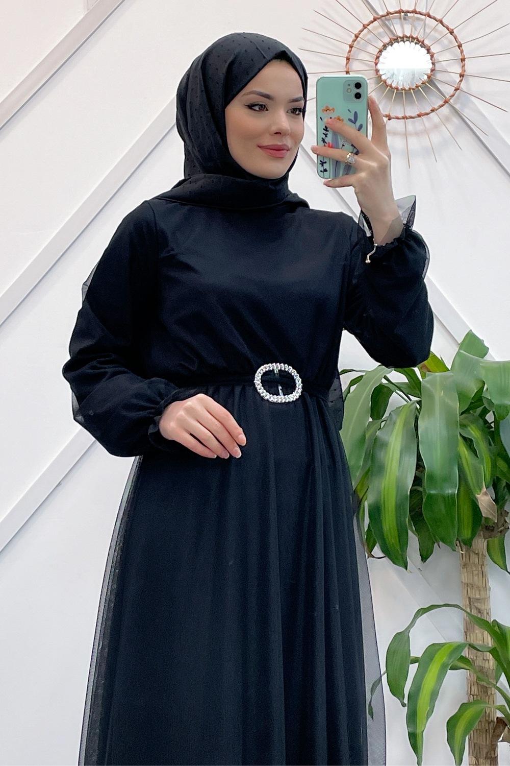 KEMERLİ TÜL ELBİSE