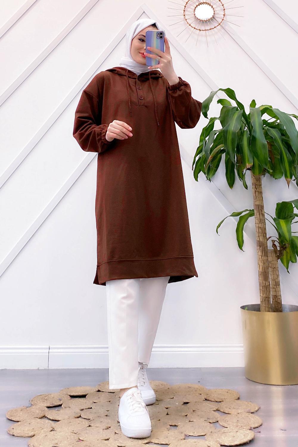 ÖNÜ DÜĞMELİ MAXİ BOY SWEAT