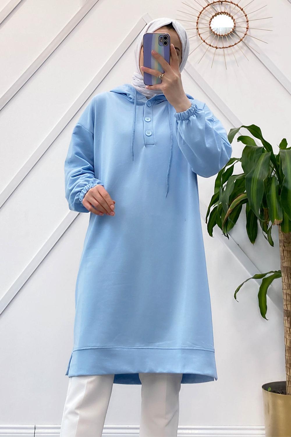 ÖNÜ DÜĞMELİ MAXİ BOY SWEAT