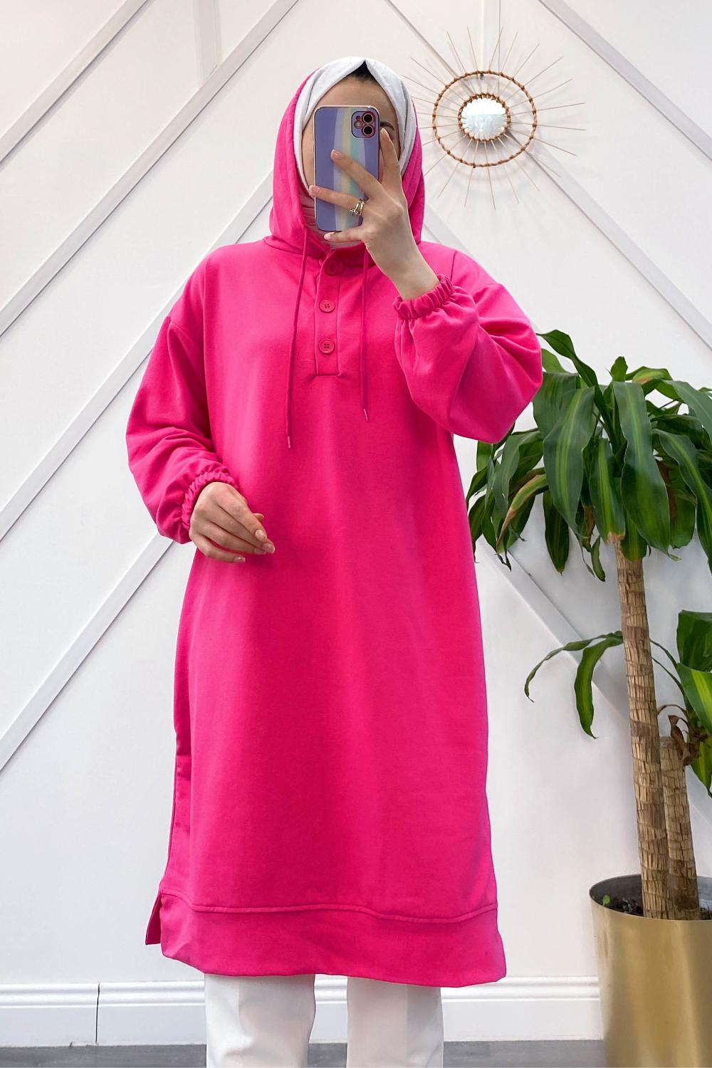 ÖNÜ DÜĞMELİ MAXİ BOY SWEAT