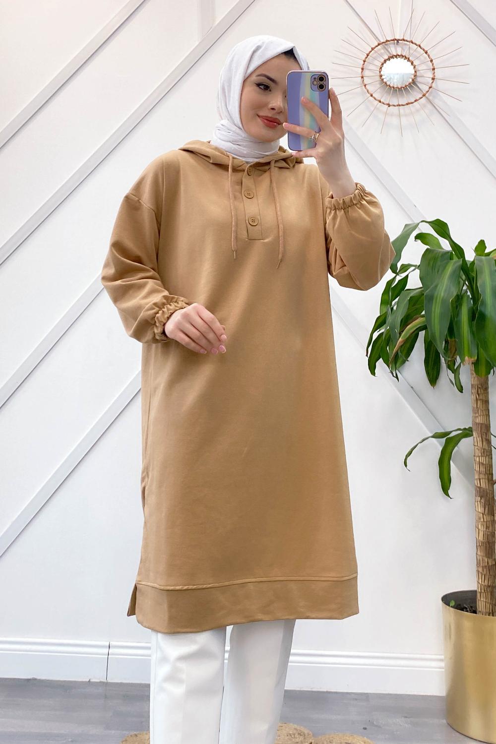 ÖNÜ DÜĞMELİ MAXİ BOY SWEAT