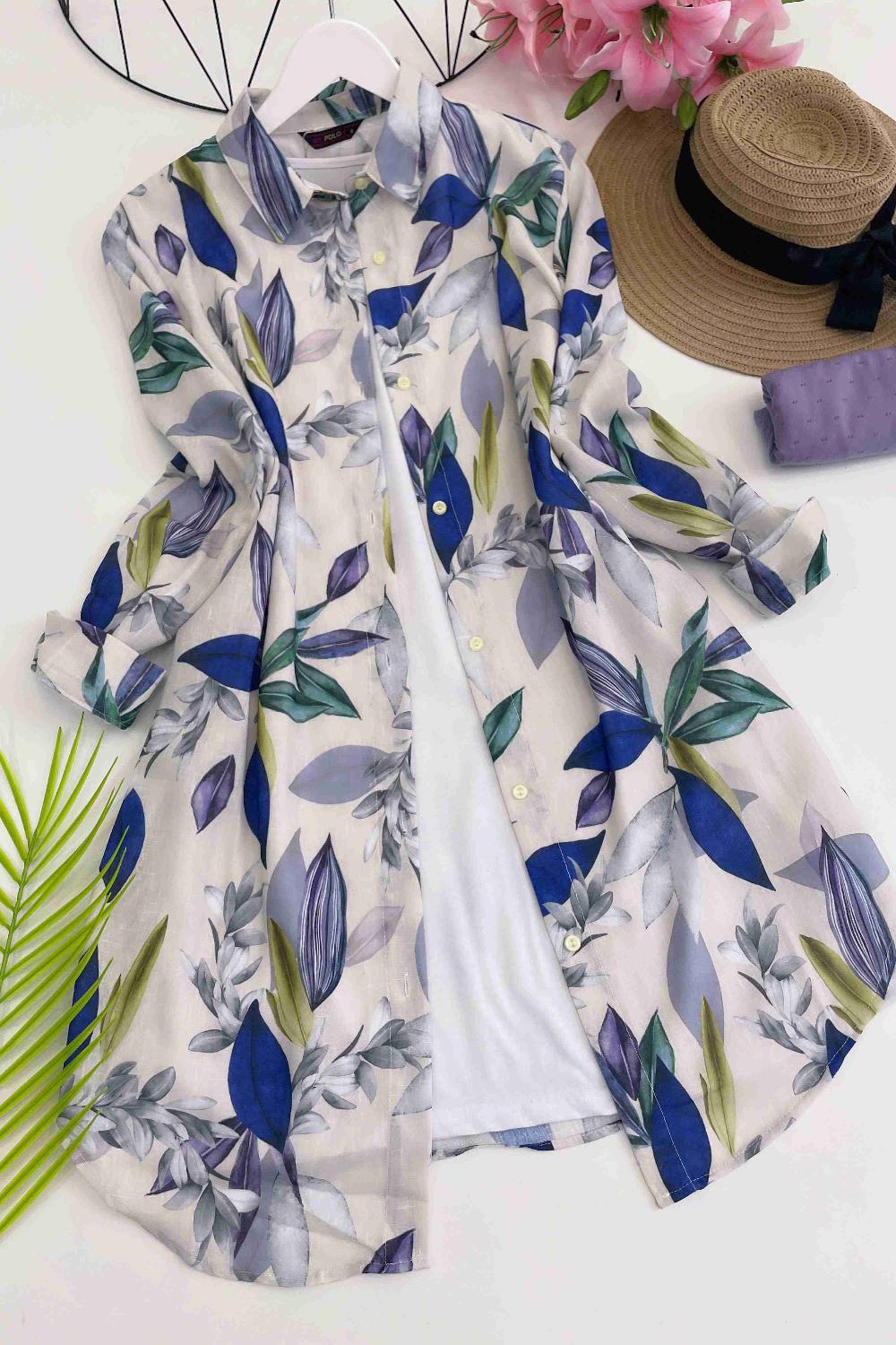 KETEN ZAMBAK DESEN GÖMLEK