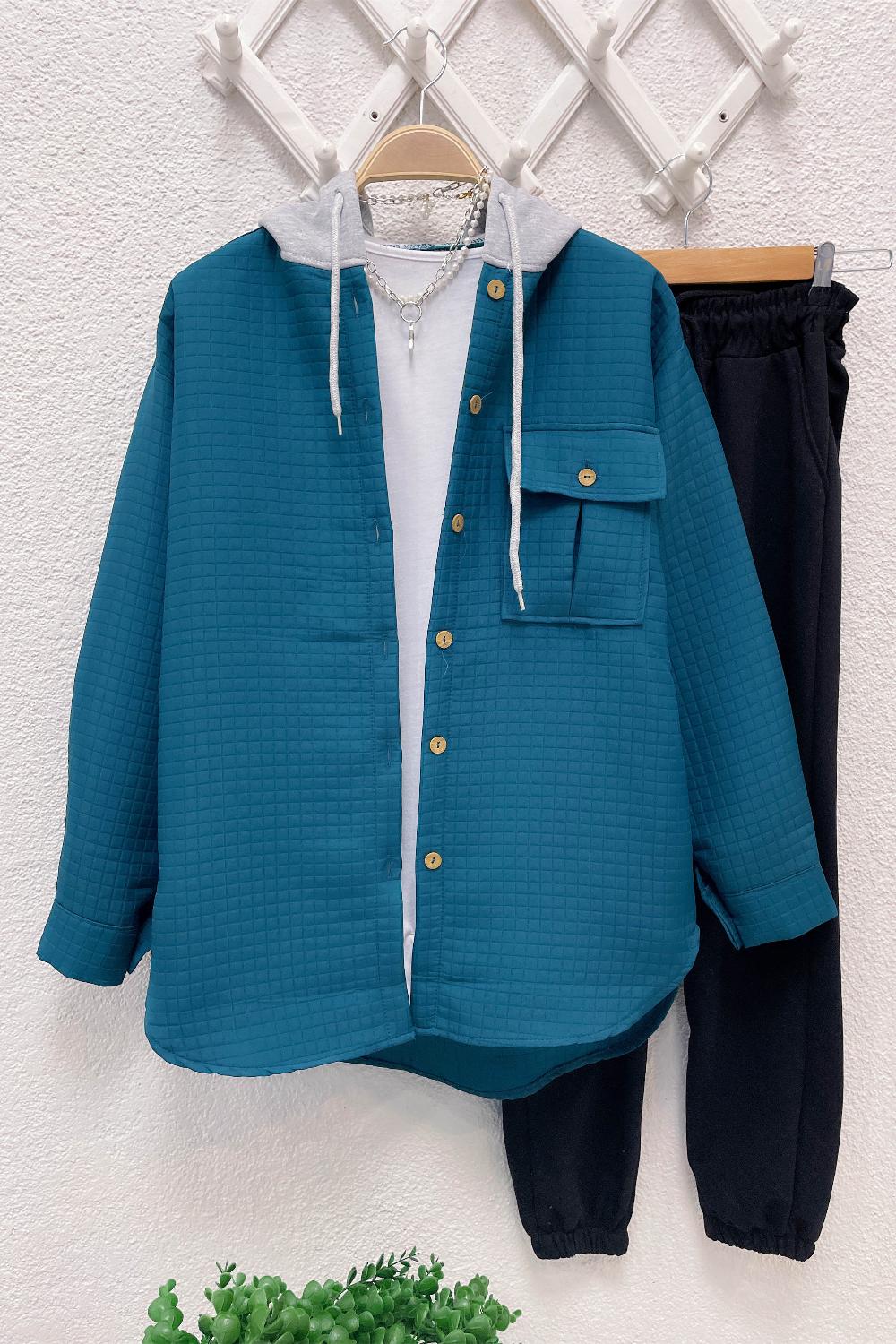 TEK CEPLİ KAPŞONLU KAPİTONE CEKET