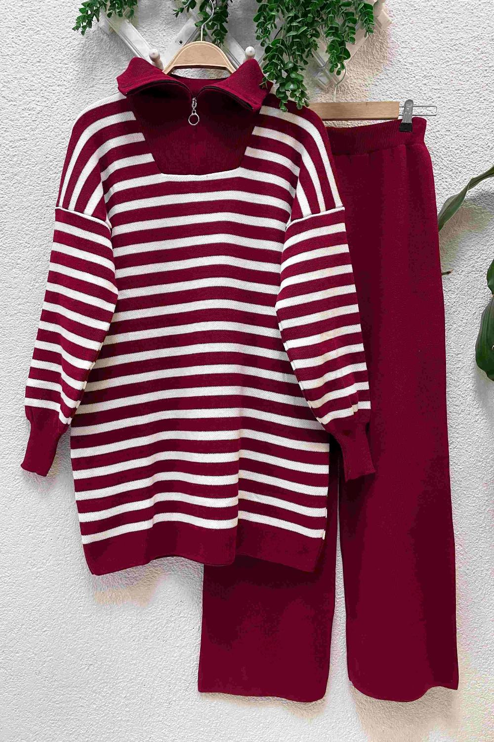 ÇIZGILI  FERMUARLI TAKIM