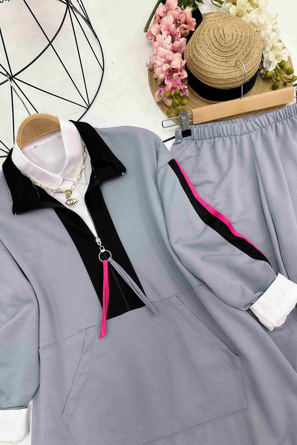 FERMUARI PÜSKÜL DETAYLI SPOR TAKIM