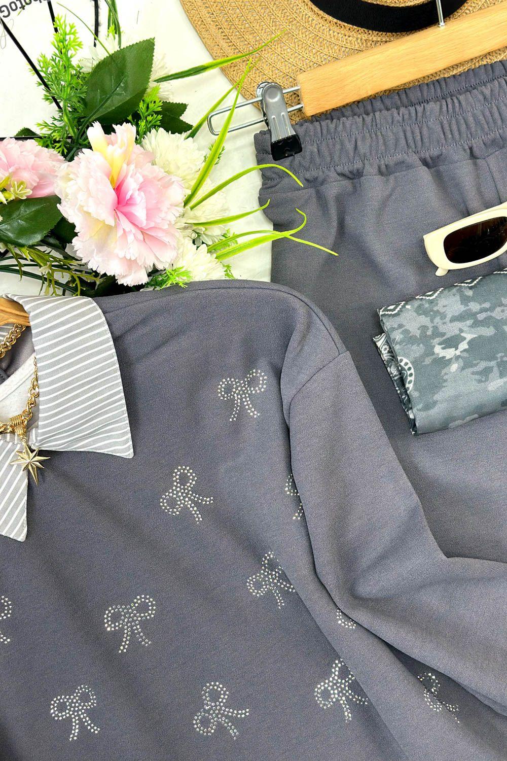 GÖMLEK DETAYLI FİYONK TAŞ DETAYLI TAKIM