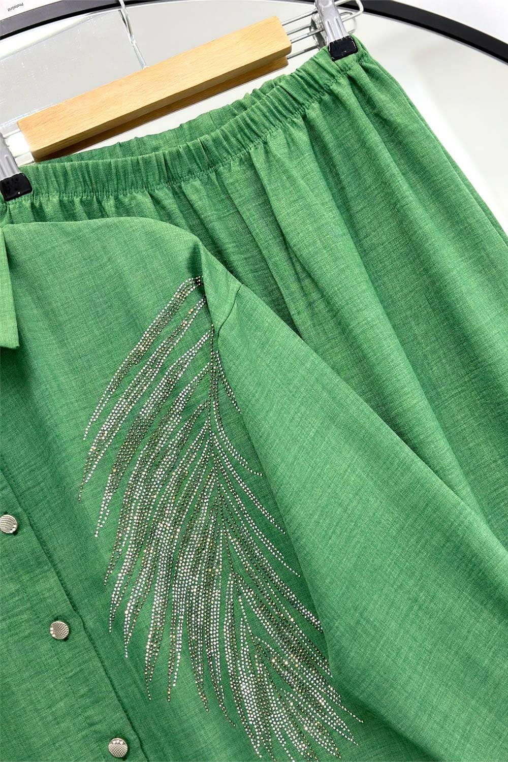 TAŞLI YAPRAK DESEN TAKIM