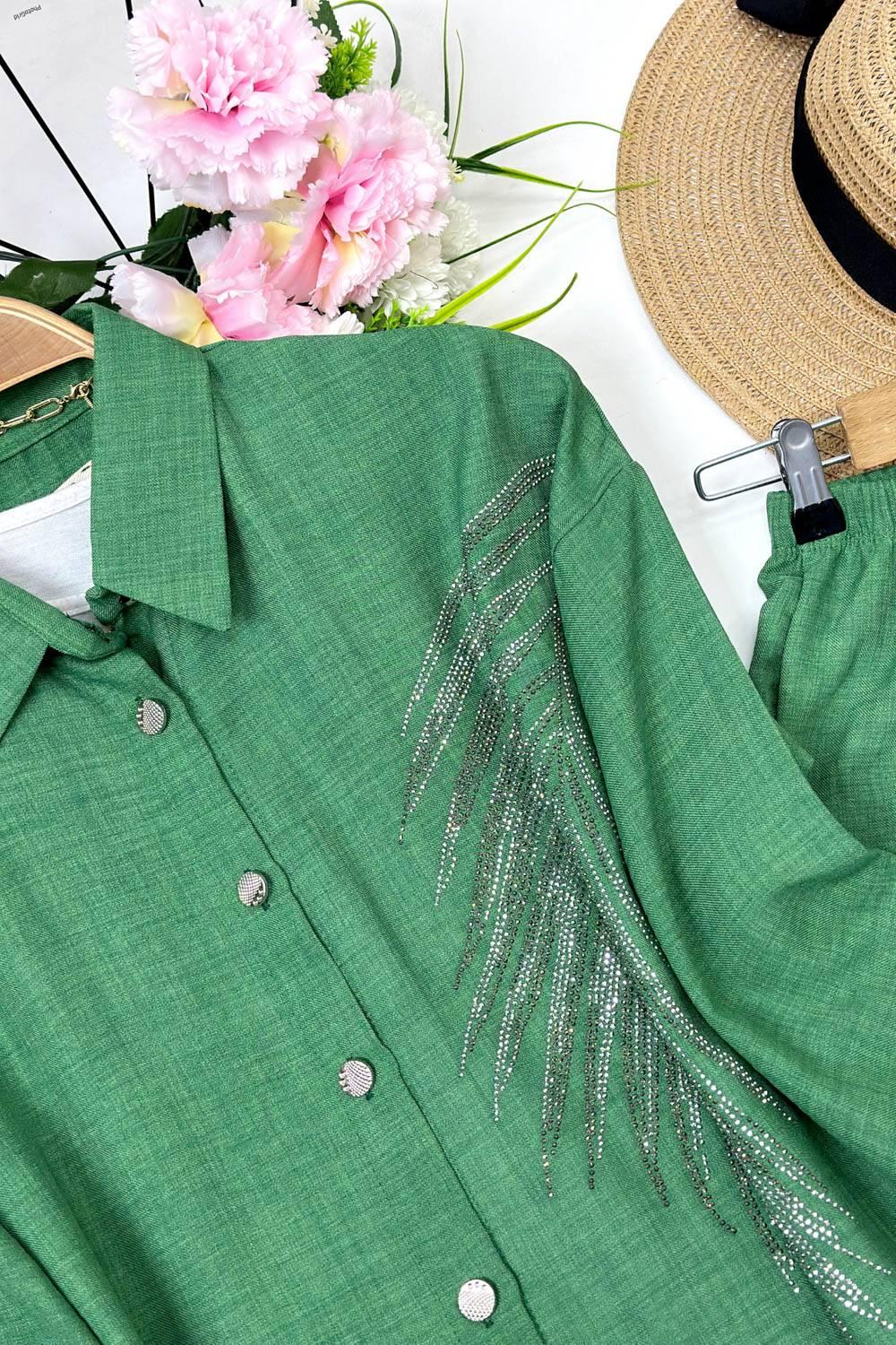 TAŞLI YAPRAK DESEN TAKIM