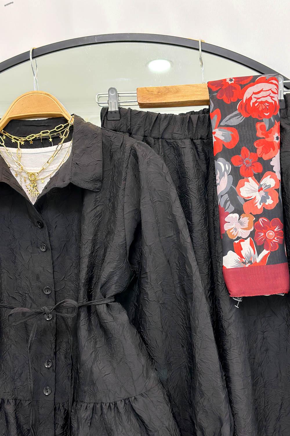 SATEN KRAŞ ETEKLİ TAKIM