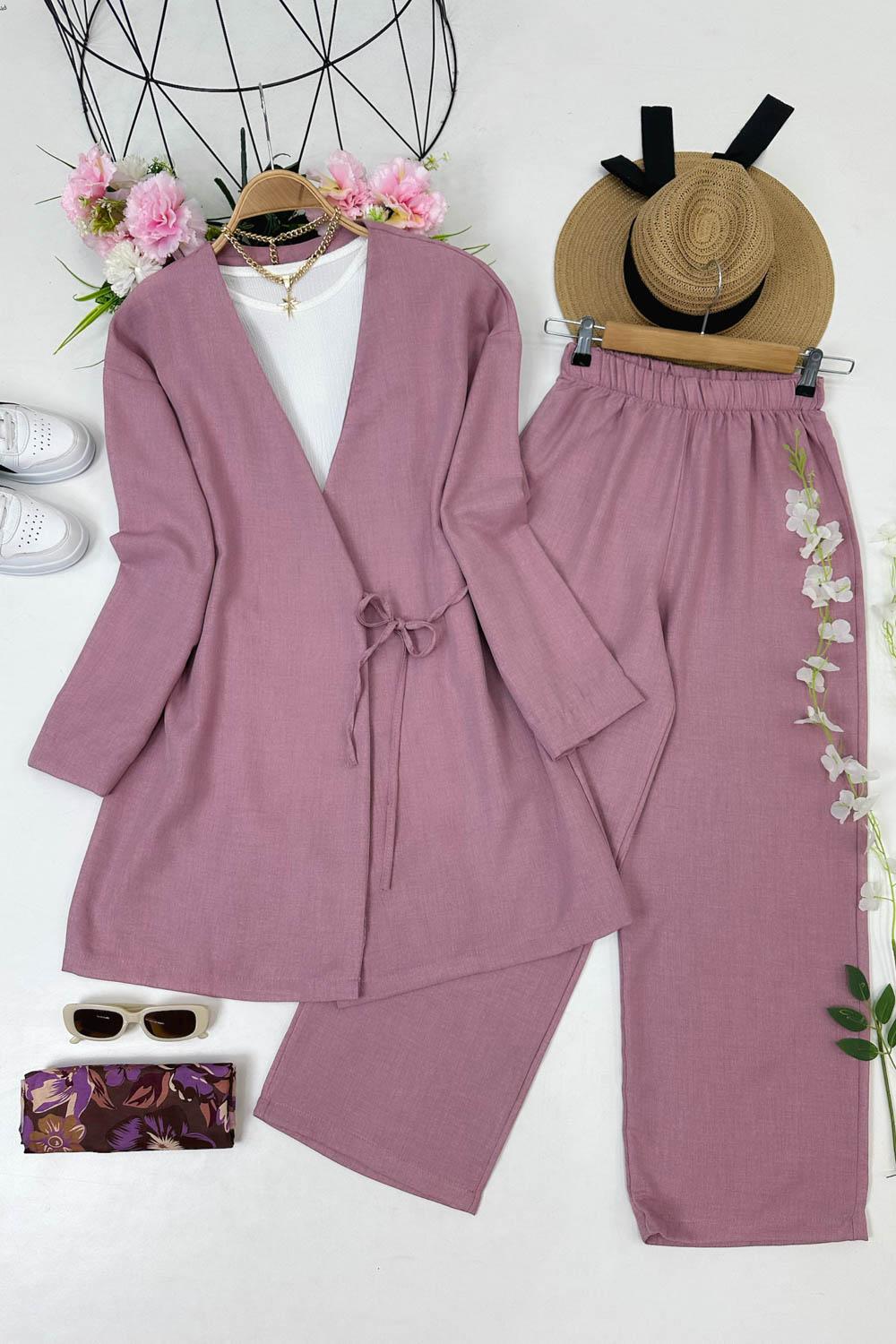 SEVGİ YANDAN BAGLAMALI PANTOLONLU TAKIM