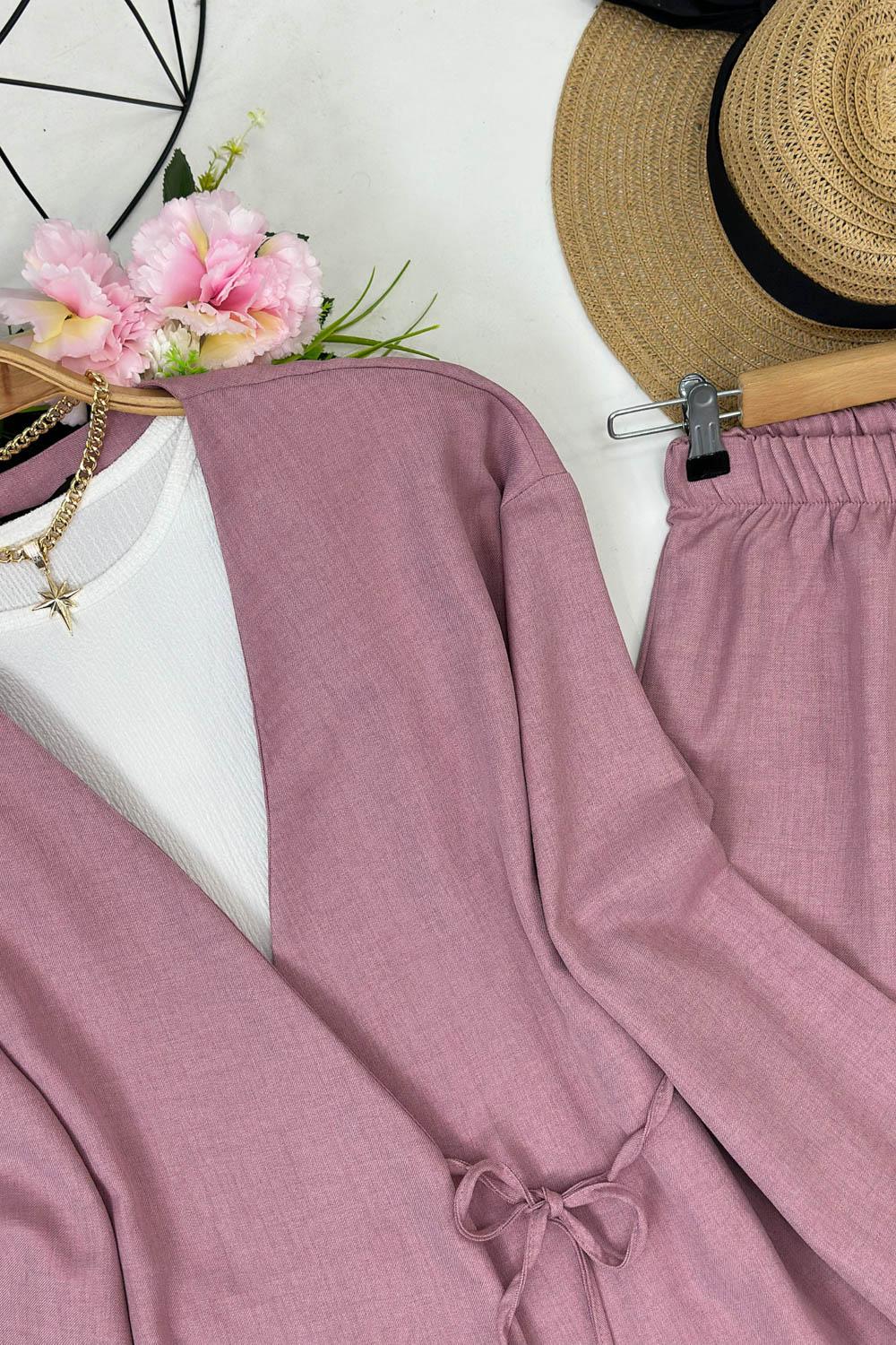 SEVGİ YANDAN BAGLAMALI PANTOLONLU TAKIM